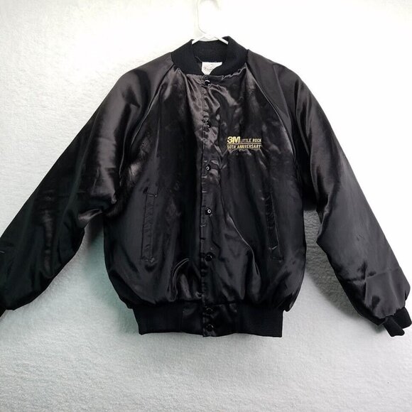 3M Jacket Small Satin Black Gold Logo Little Rock 50th Anniversary Vintage 1997 - Picture 1 of 9